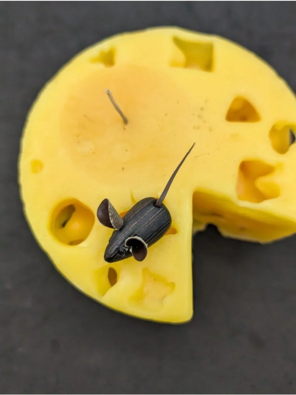 Vintage Handcrafted Cheese With Mouse Yellow Candle New 4.75